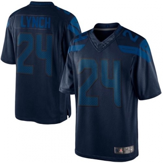 Men's Nike Seattle Seahawks #24 Marshawn Lynch Steel Blue Drenched Limited NFL Jersey - Ujersey