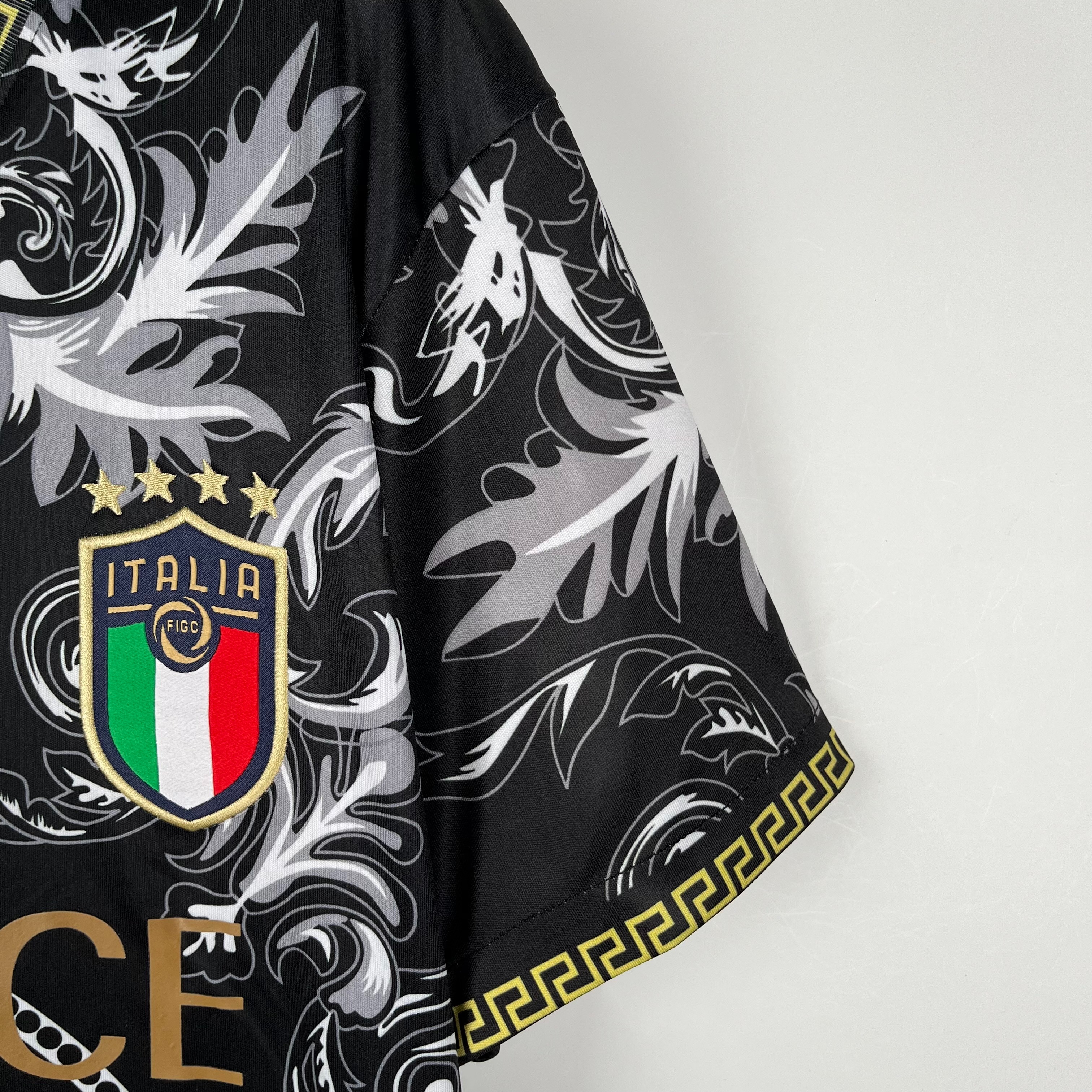 Italy Soccer Jersey x Versace Black Special Edition Custom Shirt 2024 - U-jersey