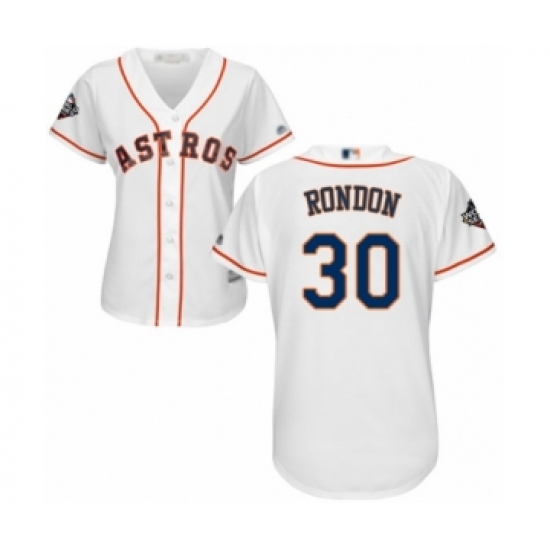 Women's Houston Astros #30 Hector Rondon Authentic White Home Cool Base 2019 World Series Bound Baseball Jersey - Ujersey