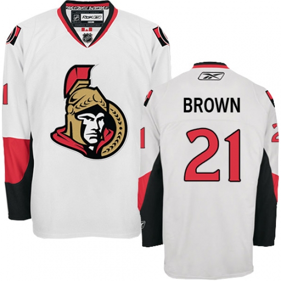 Men's Reebok Ottawa Senators #21 Logan Brown Authentic White Away NHL Jersey