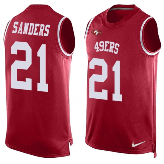 Men's Nike San Francisco 49ers #21 Deion Sanders Limited Red Player Name & Number Tank Top NFL Jersey - Ujersey