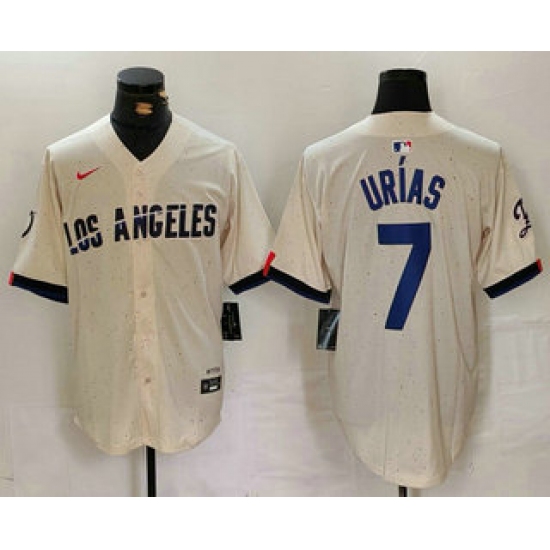 Men's Los Angeles Dodgers #7 Julio Urias Cream 2024 City Connect Limited Stitched Jersey - Ujersey