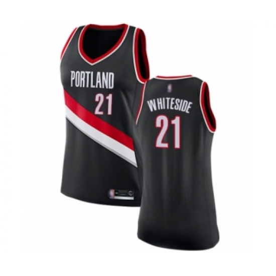 Women's Portland Trail Blazers #21 Hassan Whiteside Swingman Black Basketball Jersey - Icon Edition - Ujersey