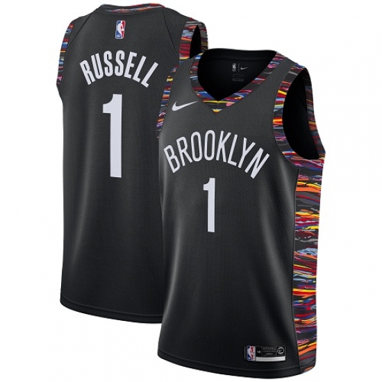Women's Nike Brooklyn Nets #1 D'Angelo Russell Swingman Black NBA Jersey - 2018 19 City Edition - Ujersey