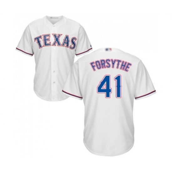 Youth Texas Rangers #41 Logan Forsythe Replica White Home Cool Base Baseball Jersey - Ujersey