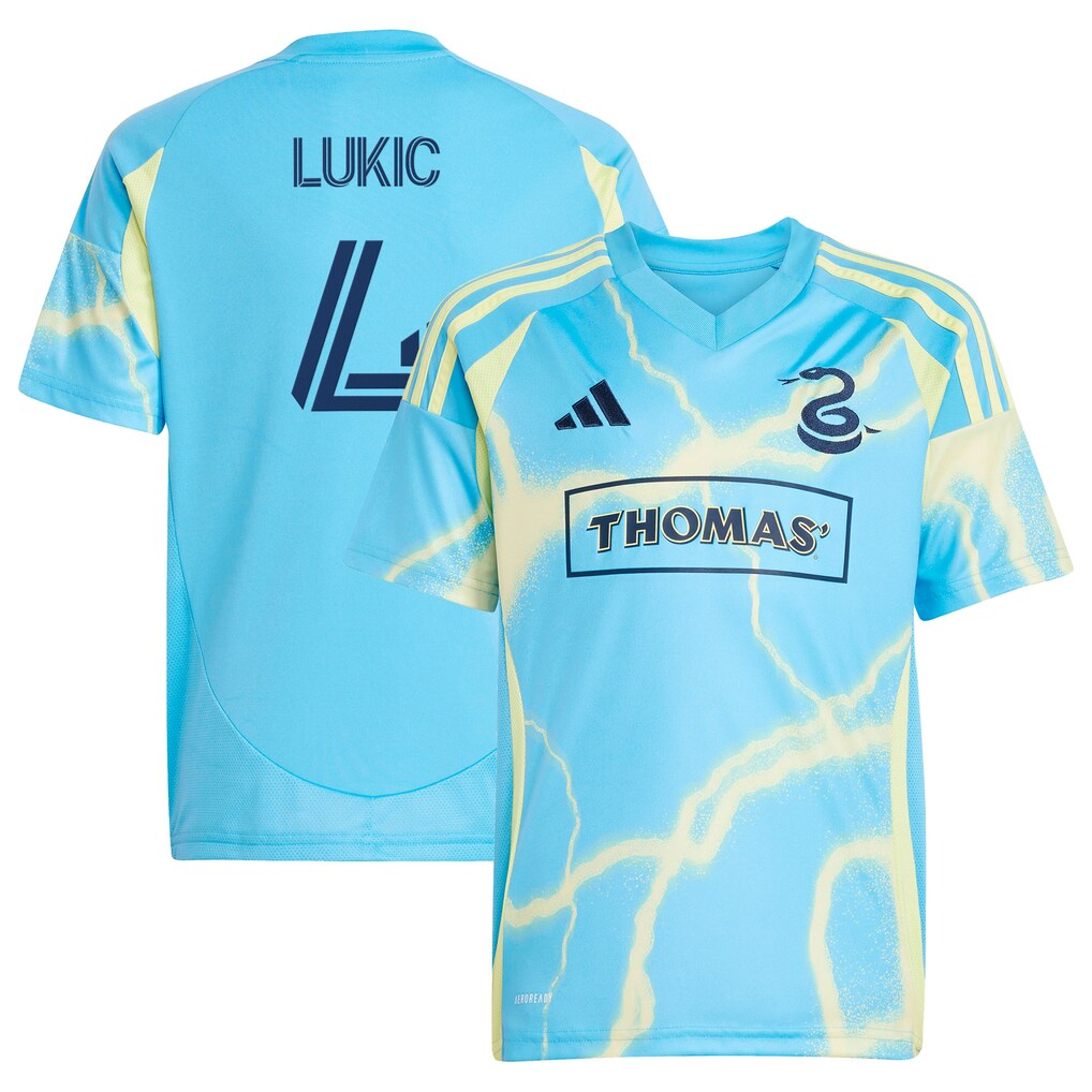 Youth Philadelphia Union Jovan Lukić adidas Blue 2025 The Voltage Kit Replica Jersey - Ujersey