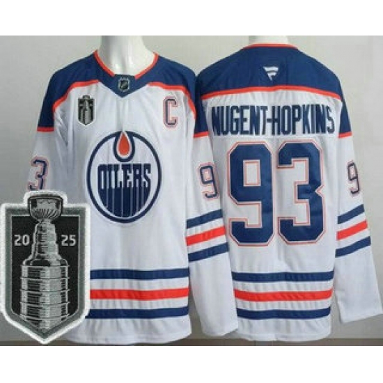 Men's Edmonton Oilers #93 Ryan Nugent Hopkins White 2025 Stanley Cup Final Authentic Jersey - Ujersey