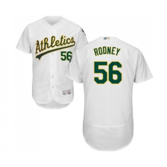 Men's Oakland Athletics #56 Fernando Rodney White Home Flex Base Authentic Collection Baseball Jersey - Ujersey