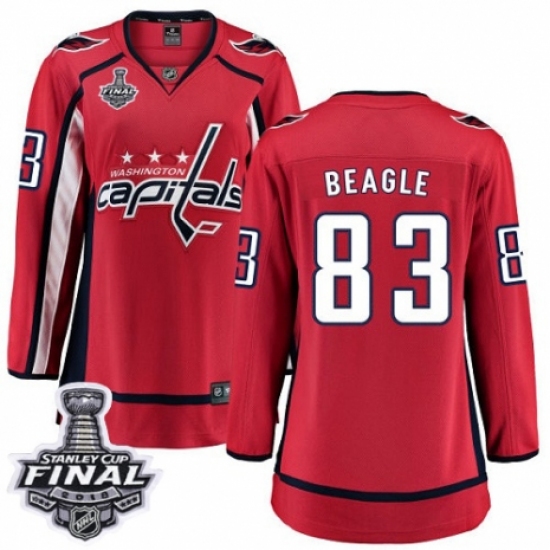 Women's Washington Capitals #83 Jay Beagle Fanatics Branded Red Home Breakaway 2018 Stanley Cup Final NHL Jersey - Ujersey