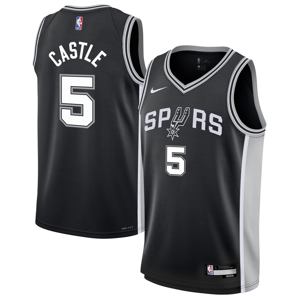 Youth San Antonio Spurs Stephon Castle Nike Black Swingman Jersey - Icon Edition - SUjersey01