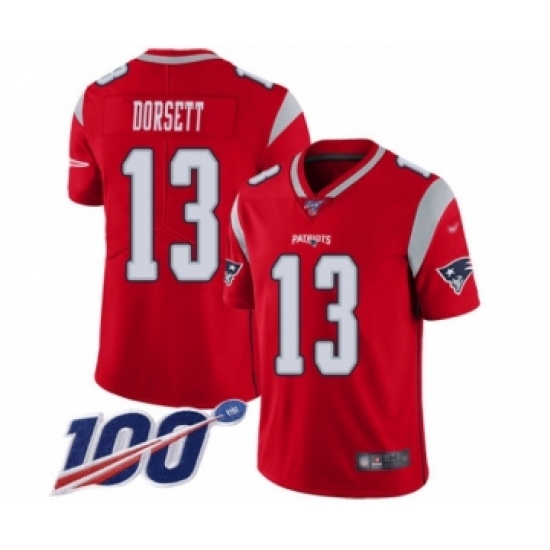 Youth New England Patriots #13 Phillip Dorsett Limited Red Inverted Legend 100th Season Football Jersey