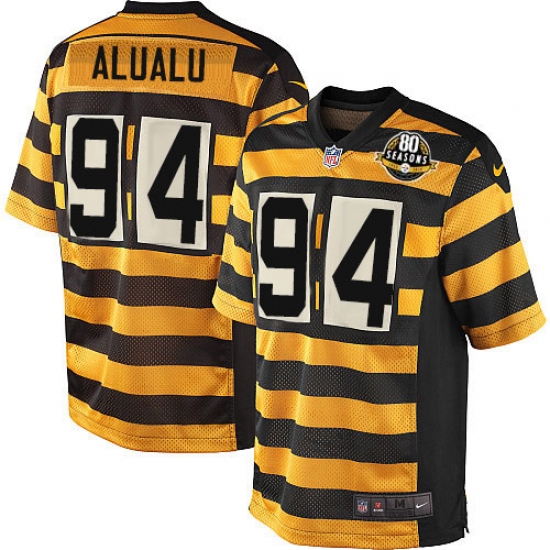 Men's Nike Pittsburgh Steelers #94 Tyson Alualu Elite Yellow/Black Alternate 80TH Anniversary Throwback NFL Jersey - Ujersey
