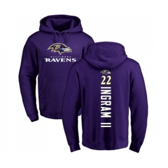 Football Baltimore Ravens #22 Mark Ingram II Purple Backer Pullover Hoodie - Ujersey