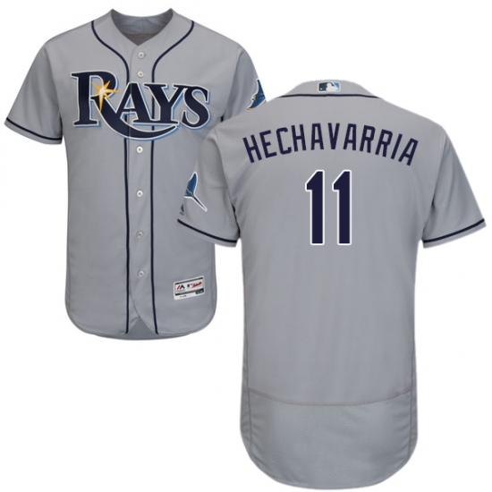 Men's Majestic Tampa Bay Rays #11 Adeiny Hechavarria Grey Flexbase Authentic Collection MLB Jersey - Ujersey