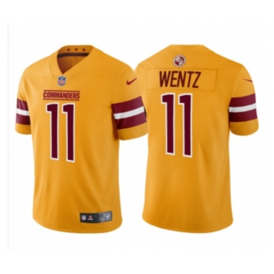 Men's Washington Commanders #11 Carson Wentz Gold Burgundy Stitched Jersey Trade - Ujersey