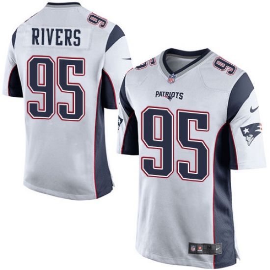 Men's Nike New England Patriots #95 Derek Rivers Game White NFL Jersey - Ujersey