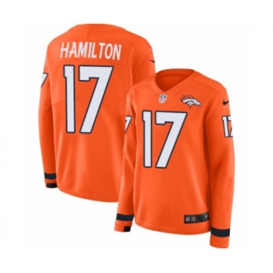 Women's Nike Denver Broncos #17 DaeSean Hamilton Limited Orange Therma Long Sleeve NFL Jersey - Ujersey