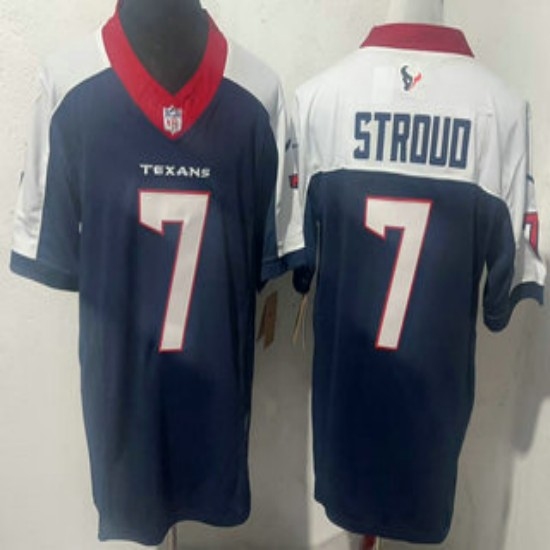 Men's Houston Texans #7 CJ Stroud Navy Blue Limited Thanksgiving Fashion FUSE Jersey - Ujersey