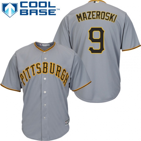 Youth Majestic Pittsburgh Pirates #9 Bill Mazeroski Replica Grey Road Cool Base MLB Jersey - Ujersey