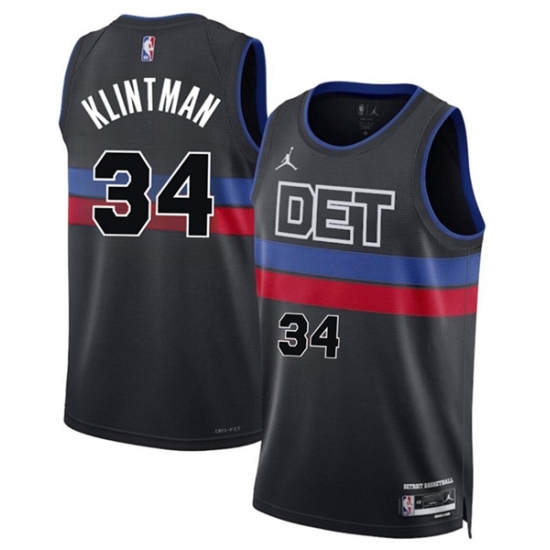 Men's Detroit Pistons #34 Bobi Klintman Black 2024 Statement Edition Stitched Jersey - Ujersey