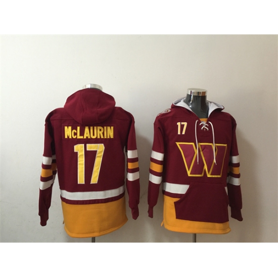 Men's Washington Commanders #17 Terry McLaurin Burgundy Lace-Up Pullover Hoodie - Ujersey