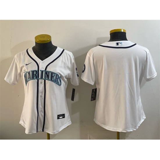 Women's Seattle Mariners Blank White Cool Base Stitched Baseball Jersey(Run Small) - Ujersey
