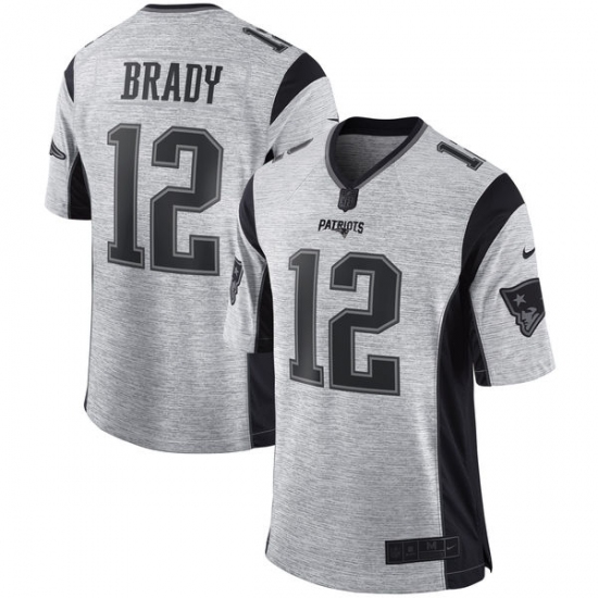 Men's Nike New England Patriots #12 Tom Brady Limited Gray Gridiron II NFL Jersey - Ujersey