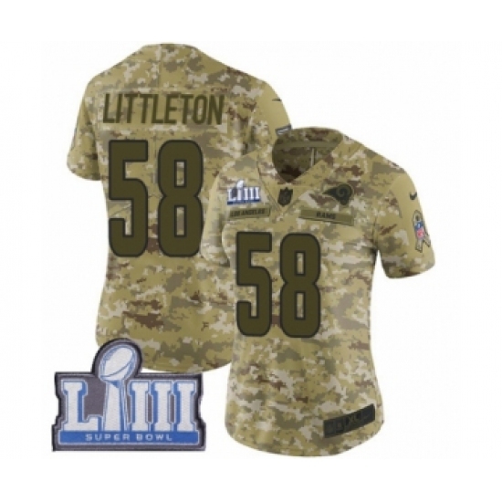 Women's Nike Los Angeles Rams #58 Cory Littleton Limited Camo 2018 Salute to Service Super Bowl LIII Bound NFL Jersey - Ujersey