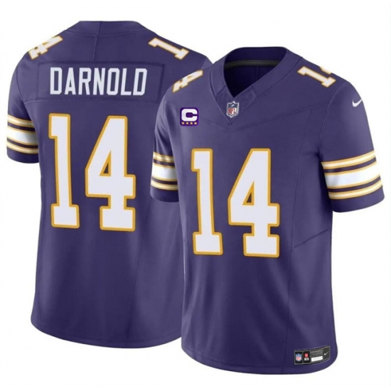 Men's Minnesota Vikings #14 Sam Darnold Purple 2024 F.U.S.E. Throwback With 4-Star C Vapor Untouchable Limited Stitched Jersey - Ujersey