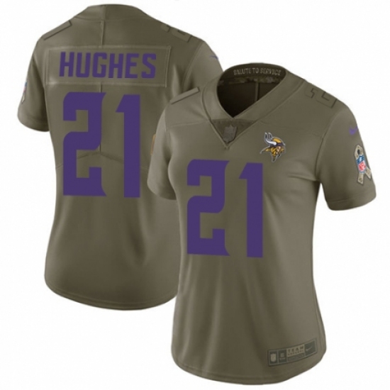 Women's Nike Minnesota Vikings #21 Mike Hughes Limited Olive 2017 Salute to Service NFL Jersey