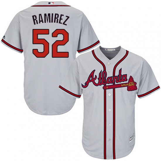 Youth Majestic Atlanta Braves #52 Jose Ramirez Replica Grey Road Cool Base MLB Jersey - Ujersey