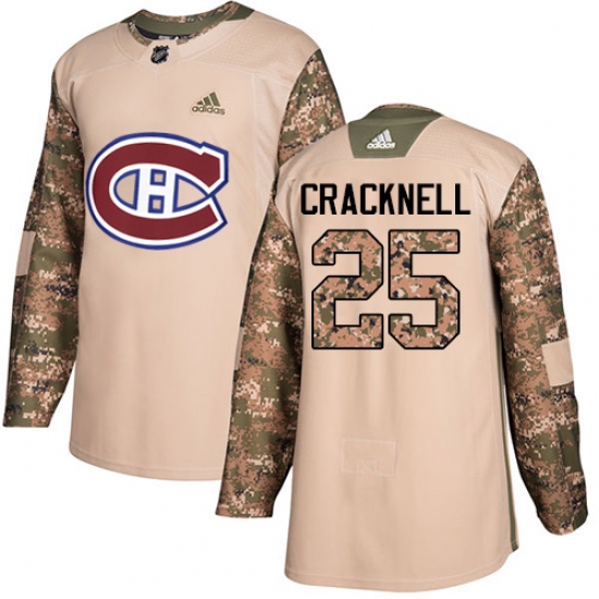 Men's Adidas Montreal Canadiens #25 Adam Cracknell Authentic Camo Veterans Day Practice NHL Jersey - Ujersey