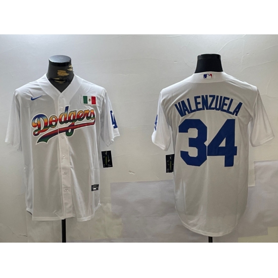 Men's Los Angeles Dodgers #34 Fernando Valenzuela white Authentic Collection Stitched MLB Jersey - Ujersey