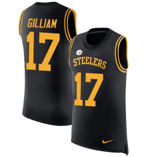 Men's Nike Pittsburgh Steelers #17 Joe Gilliam Limited Black Rush Player Name & Number Tank Top NFL Jersey - Ujersey