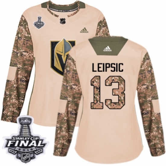 Women's Adidas Vegas Golden Knights #13 Brendan Leipsic Authentic Camo Veterans Day Practice 2018 Stanley Cup Final NHL Jersey - Ujersey