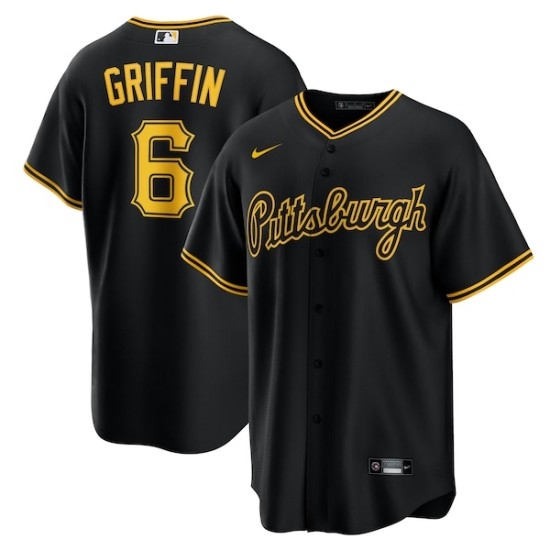 Men's Pittsburgh Pirates #6 Konnor Griffin Nike Black Alternate Replica Jersey - Ujersey
