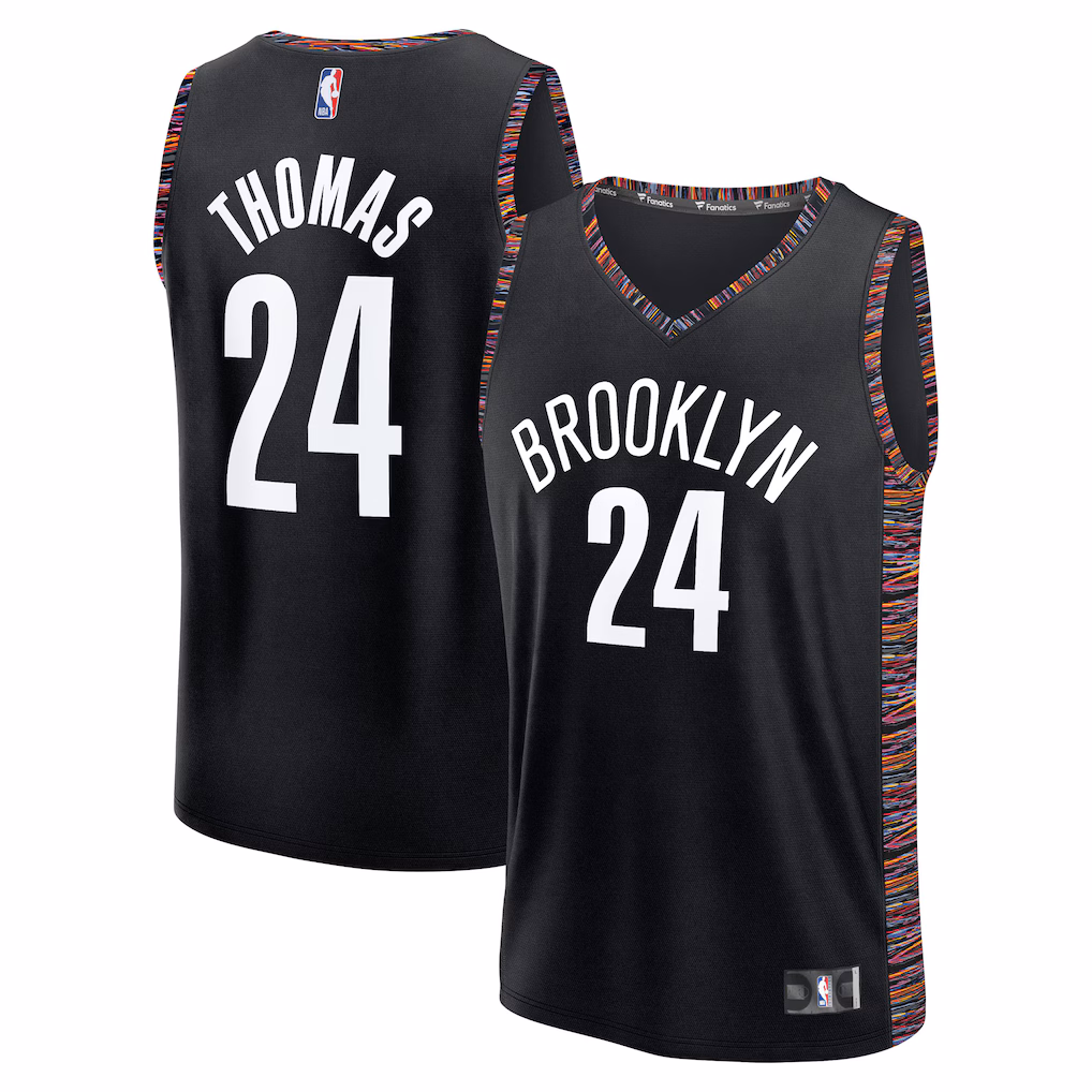 Men's Brooklyn Nets Cam Thomas Fanatics Black 2025/26 City Edition Fast Break Jersey - ujerseystore