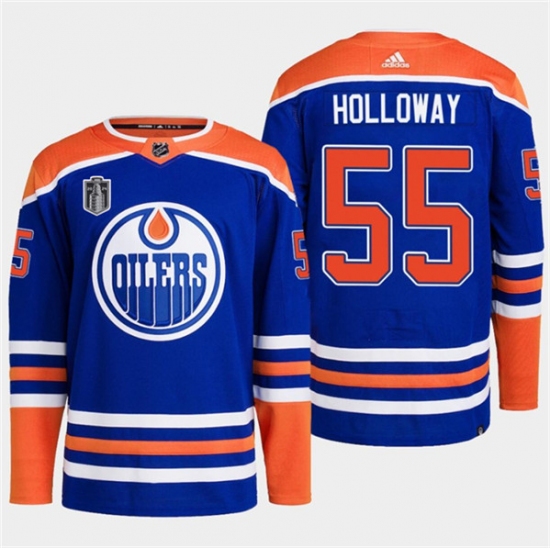 Men's Edmonton Oilers #55 Dylan Holloway Royal 2024 Stanley Cup Final Stitched Jersey - Ujersey