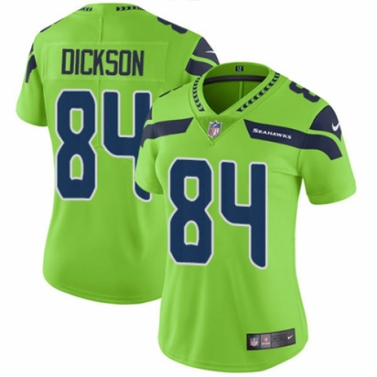 Women's Nike Seattle Seahawks #84 Ed Dickson Limited Green Rush Vapor Untouchable NFL Jersey - Ujersey