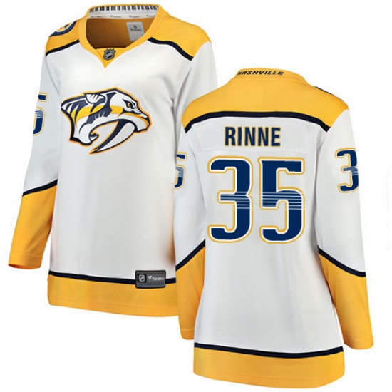 Women's Nashville Predators #35 Pekka Rinne Fanatics Branded White Away Breakaway NHL Jersey - Ujersey
