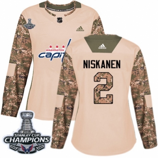 Women's Adidas Washington Capitals #2 Matt Niskanen Authentic Camo Veterans Day Practice 2018 Stanley Cup Final Champions NHL Jersey - Ujersey