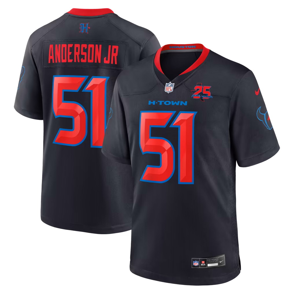 Men's Houston Texans Will Anderson Jr. Nike Navy Alternate 2 25th Season Game Jersey