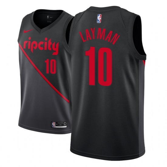 Men NBA 2018-19 Portland Trail Blazers #10 Jake Layman City Edition Black Jersey