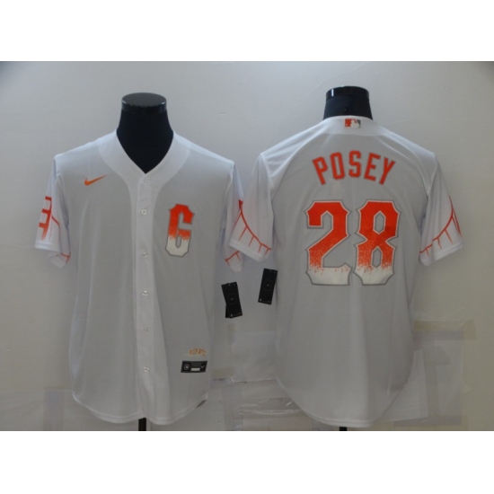 Men's San Francisco Giants #28 Buster Posey Nike White 2021 City Connect Replica Player Jersey - Ujersey