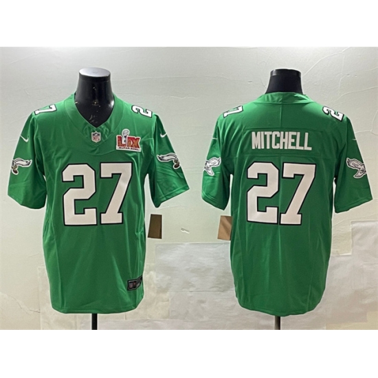 Men's Philadelphia Eagles #27 Quinyon Mitchell Green 2025 Super Bowl LIX F.U.S.E. Throwback Vapor Untouchable Limited Stitched Football Jersey - Ujersey