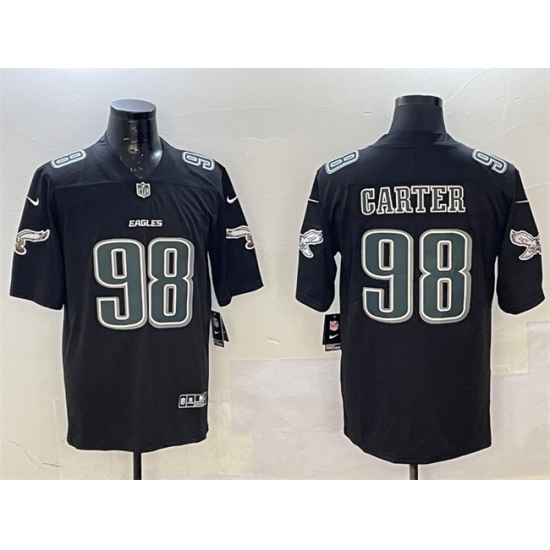 Men's Philadelphia Eagles #98 Jalen Carter Black Fashion New Vapor Untouchable Limited Football Stitched Jersey - Ujersey