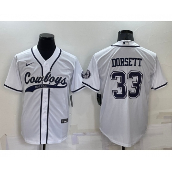 Men's Dallas Cowboys #33 Tony Dorsett White Stitched Cool Base Nike Baseball Jersey - Ujersey