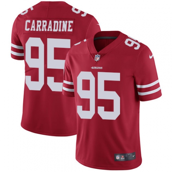 Youth Nike San Francisco 49ers #95 Cornellius Carradine Red Team Color Vapor Untouchable Limited Player NFL Jersey - Ujersey