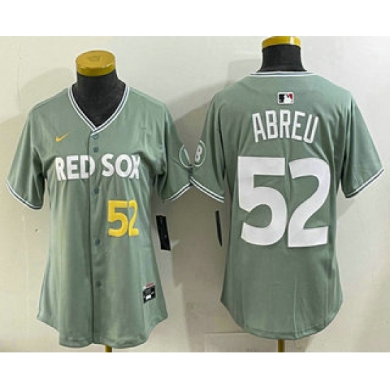 Women's Boston Red Sox #52 Wilyer Abreu Light Green 2025 City Connect Player Name Limited Jersey - Ujersey