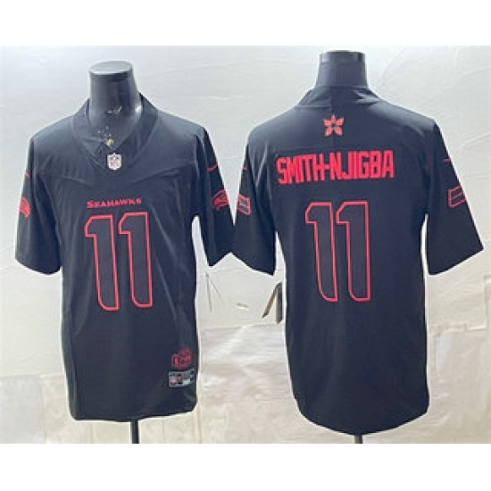 Men's Seattle Seahawks #11 Jaxon Smith-Njigba Limited Black Stranger Things Stuck In The Upside Down Football Jersey - Ujersey